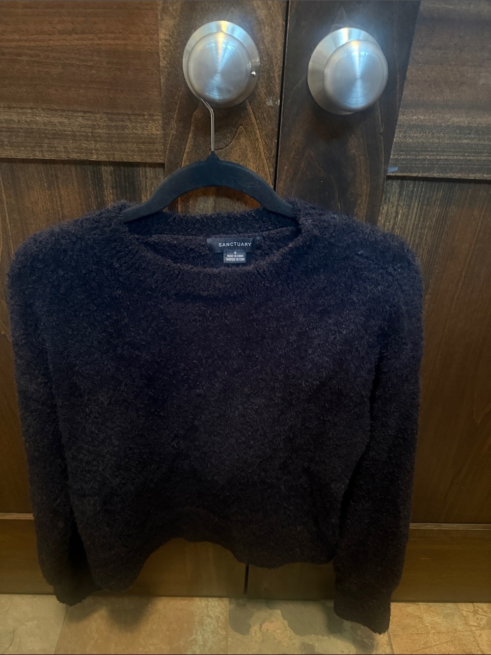 Sanctuary Women's Plush Black Crewneck Sweater